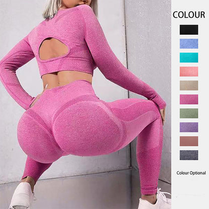 GymEss 2pcs Suits Long Sleeve Tops and Leggings