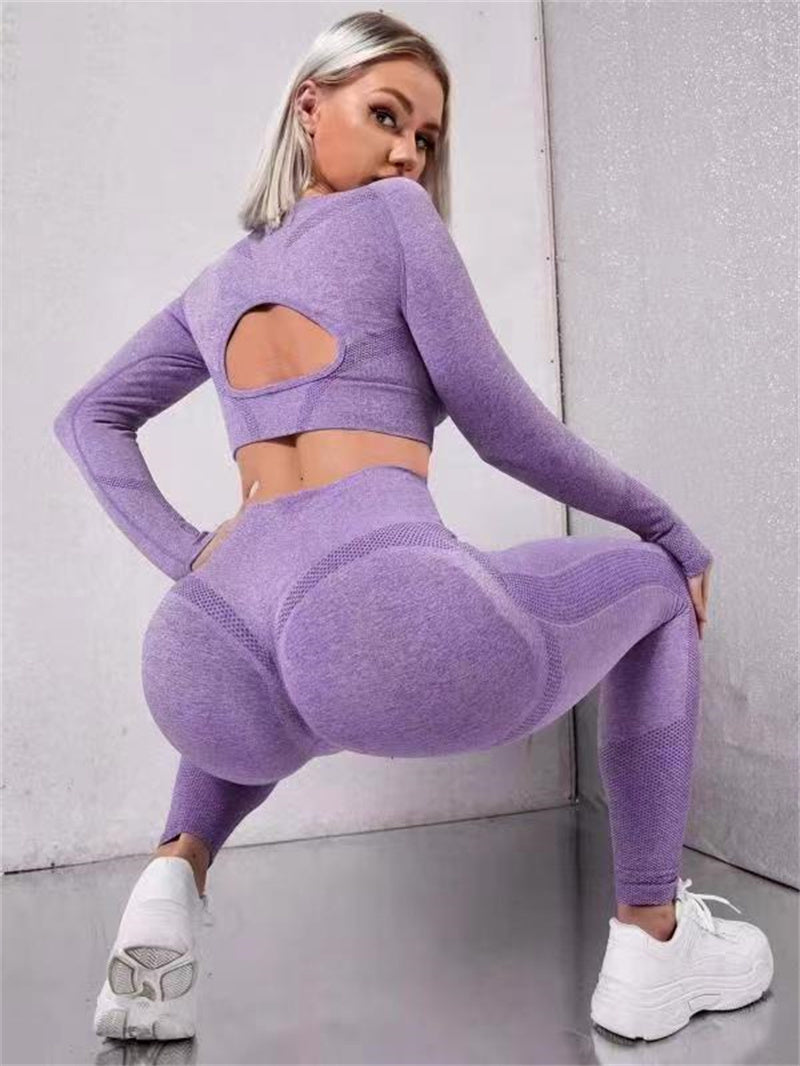 GymEss 2pcs Suits Long Sleeve Tops and Leggings