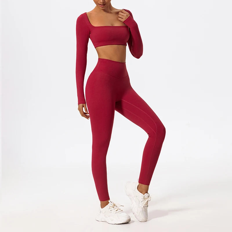 GymEss High Waist Gym Set Womens Outfits Yoga Clothing